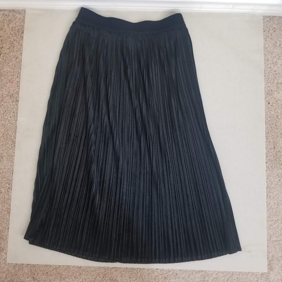 Lands End Maxi Pleated Skirt Wide Elastic Waistband Black Size XS Formal Classic - Picture 3 of 8